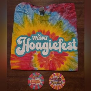 Wawa Hoagiefest Be Happy Eat Hoagies T-shirt & Two Pin Buttons